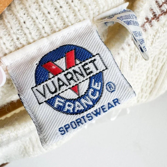 Vintage Vaurnet Paris White Kit Brown Suede Detail Pullover M - Picture 8 of 10